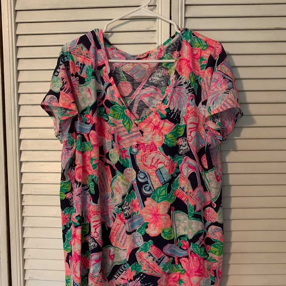 Lilly Pulitzer Golf Patterned Shirt Sz XXL